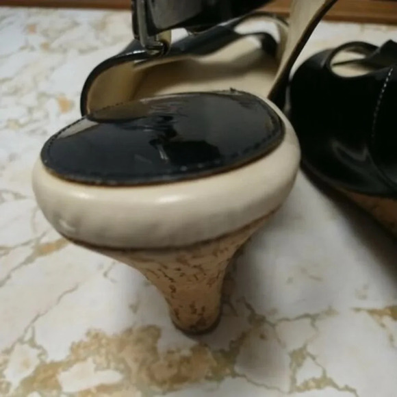 Cato Open Toe Cork Wedge Heels Slingback Women Size 9 M Black Patent Leather - Picture 11 of 11